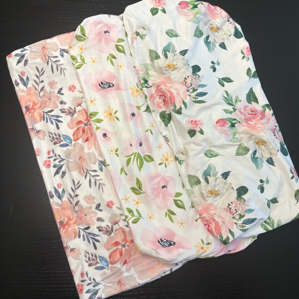 Floral Print Diaper Changing Pad Covers x3